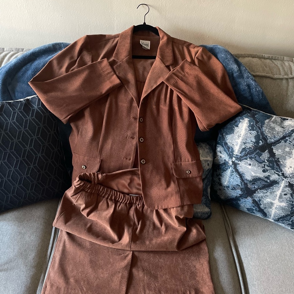 R & M Richards Rust Blazer and Skirt Set